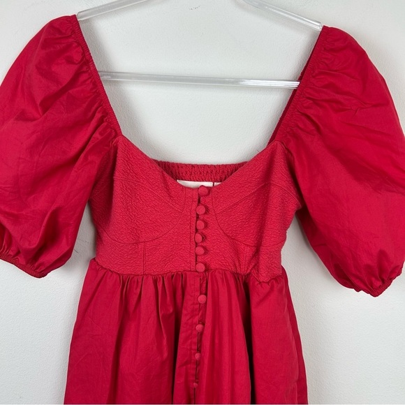 Maeve by Anthropologie Sweetheart Puff sleeve dress in red color size: XXSmall - Picture 3 of 16